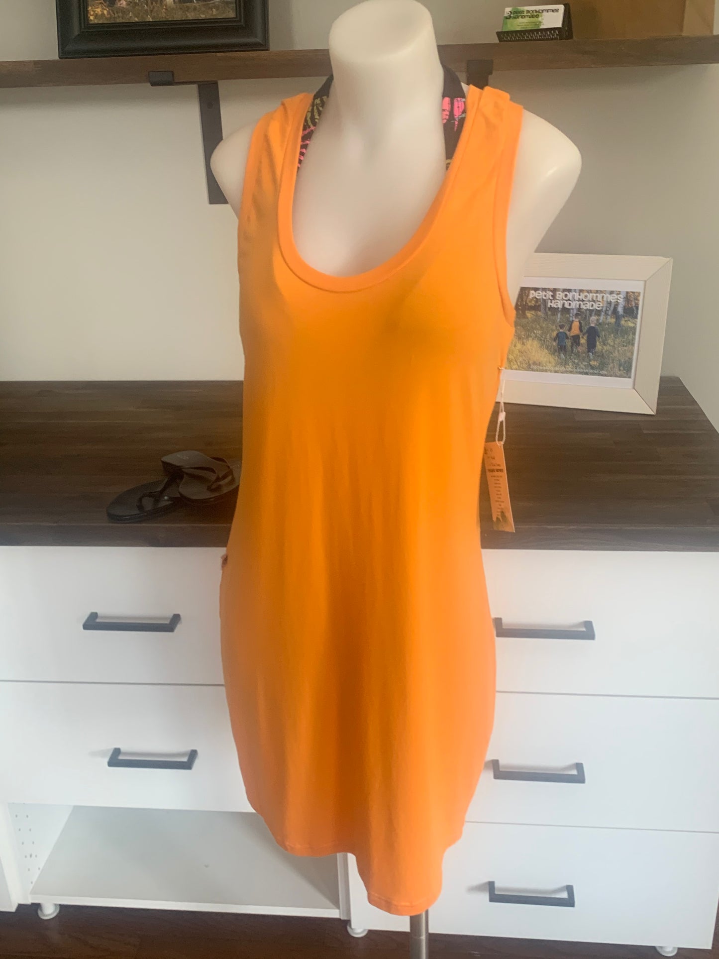 Bamboo Women's Racerback Tank Dress - Sunset Orange