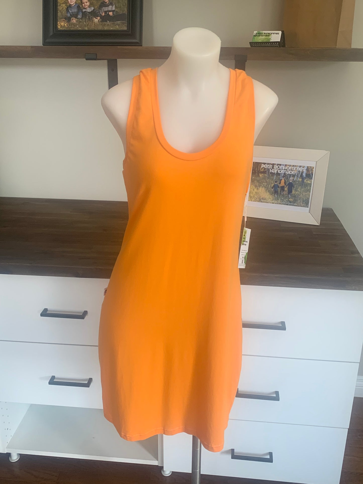 Bamboo Women's Racerback Tank Dress - Sunset Orange