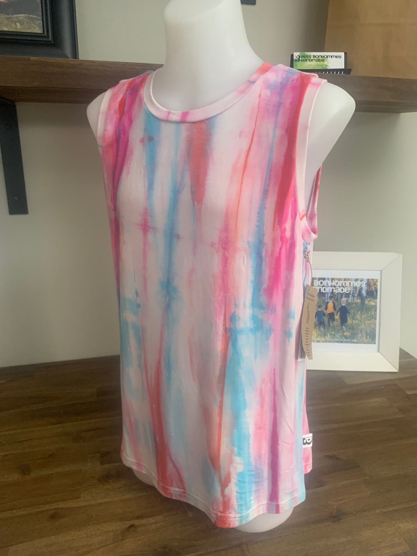 Bamboo Tie Dye Unisex Tank Top - Pink Blue