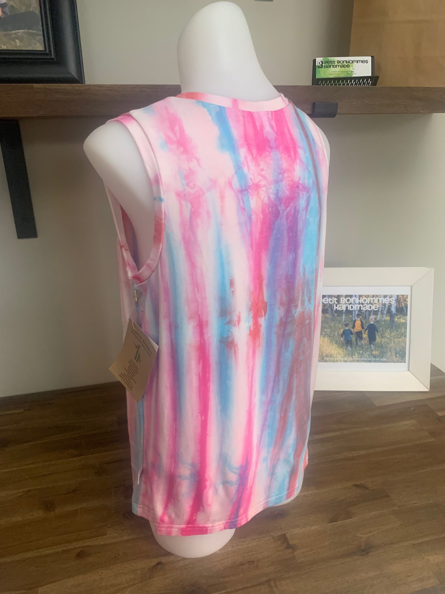 Bamboo Tie Dye Unisex Tank Top - Pink Blue