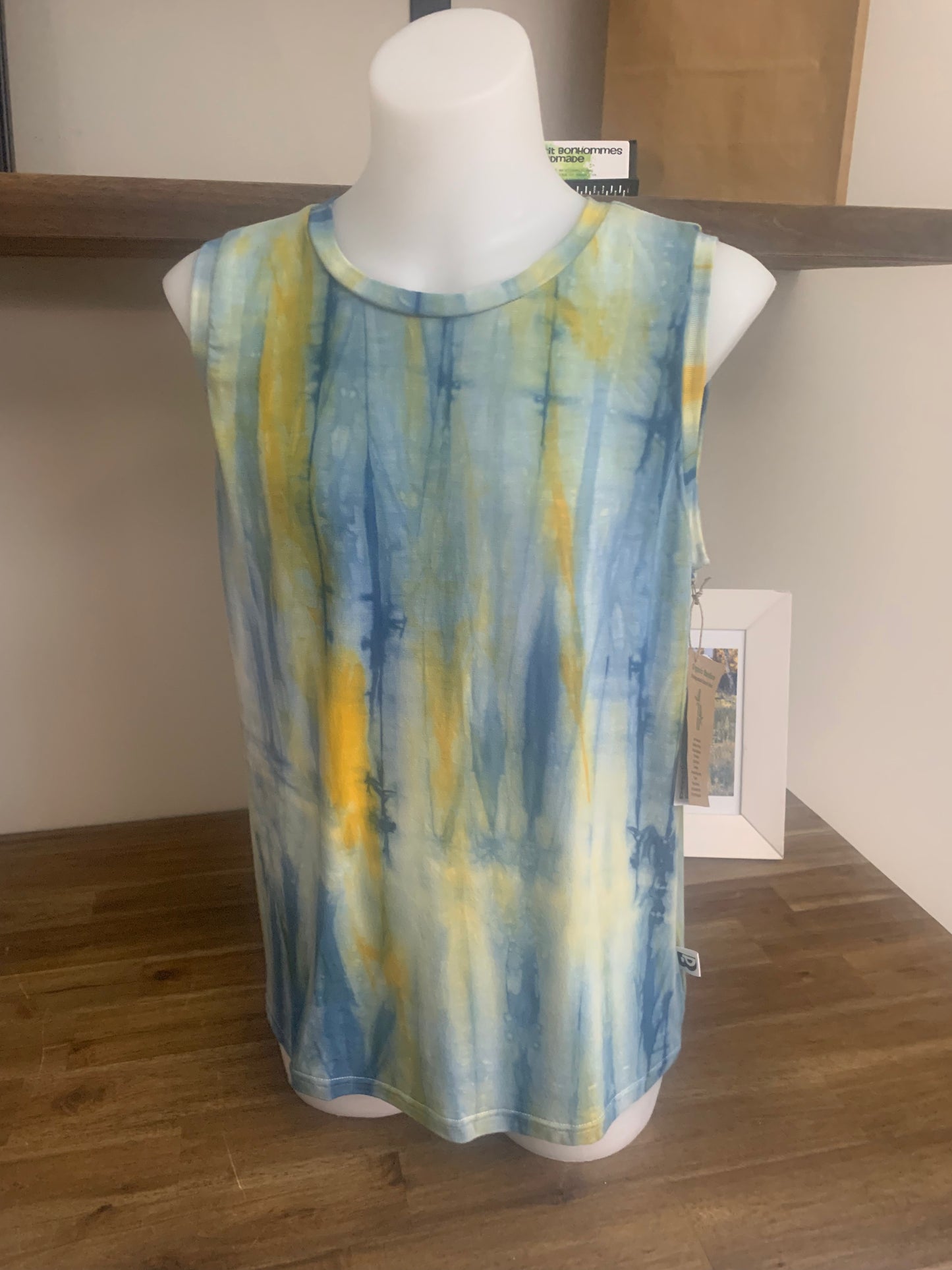 Bamboo Tie Dye Unisex Tank Top - Green Blue