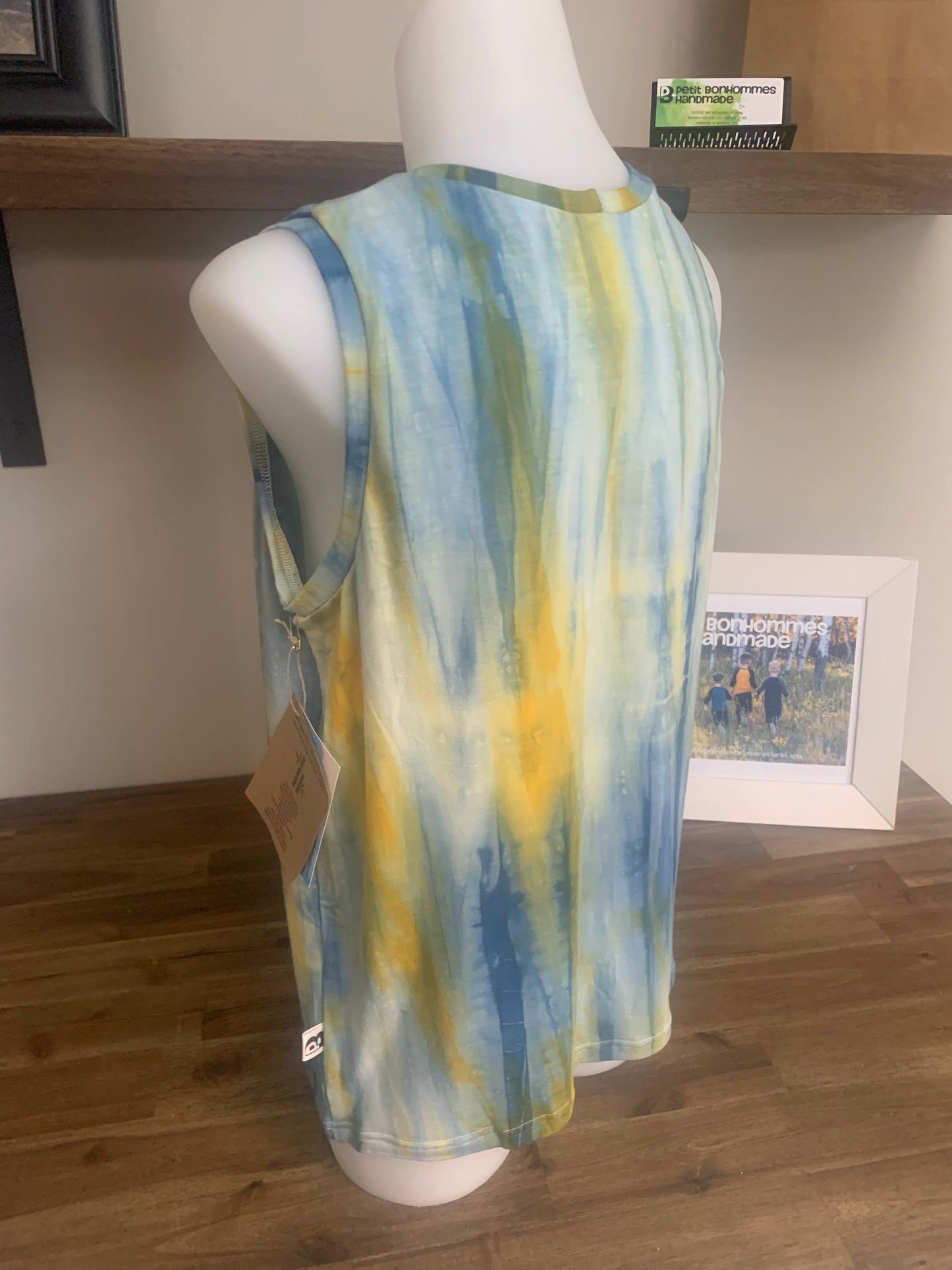 Bamboo Tie Dye Unisex Tank Top - Green Blue