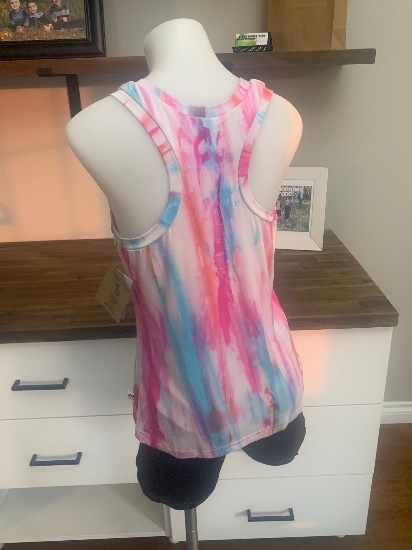 Bamboo Women's Racerback Tie Dye Tank Top - Pink Blue