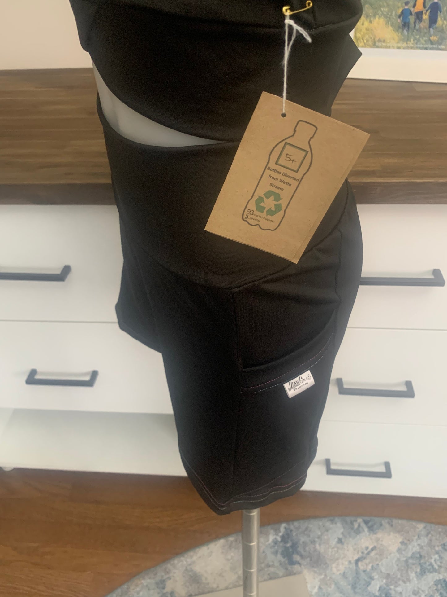 Women's Yoga Shorts with Pockets - Black with Rainbow Thread