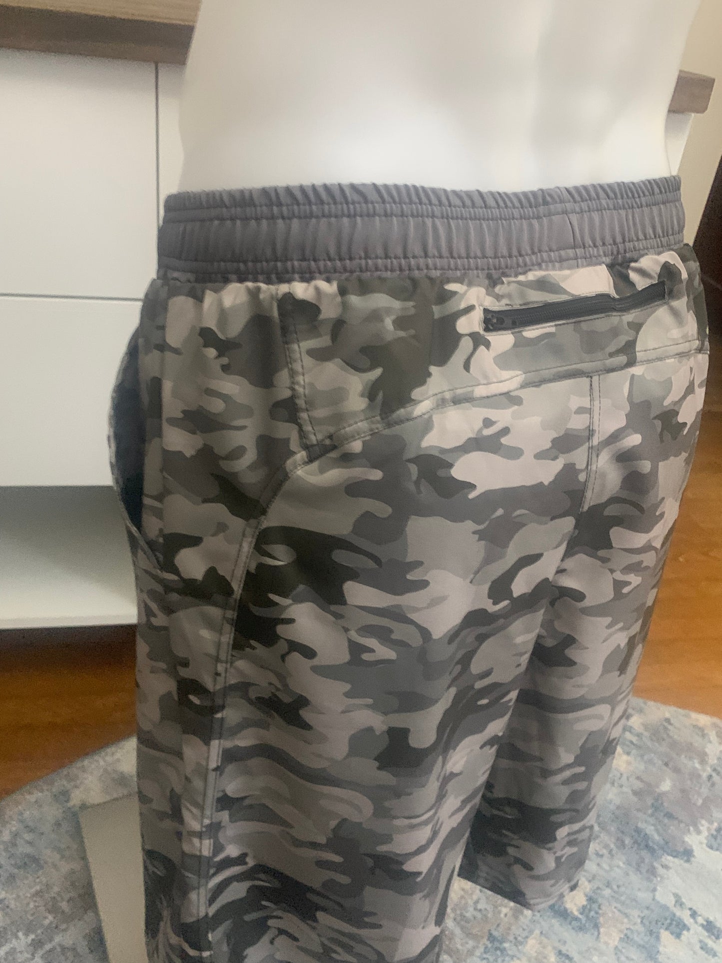 Men's Swim Trunks with Built in Swim Boxers - Grey Camo Custom - Size XL