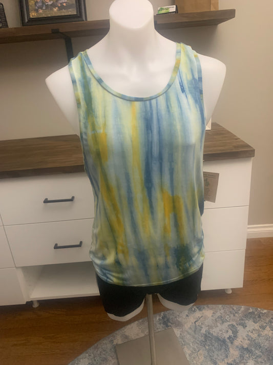 Bamboo Tie Dye Unisex Tank Top - Green Blue
