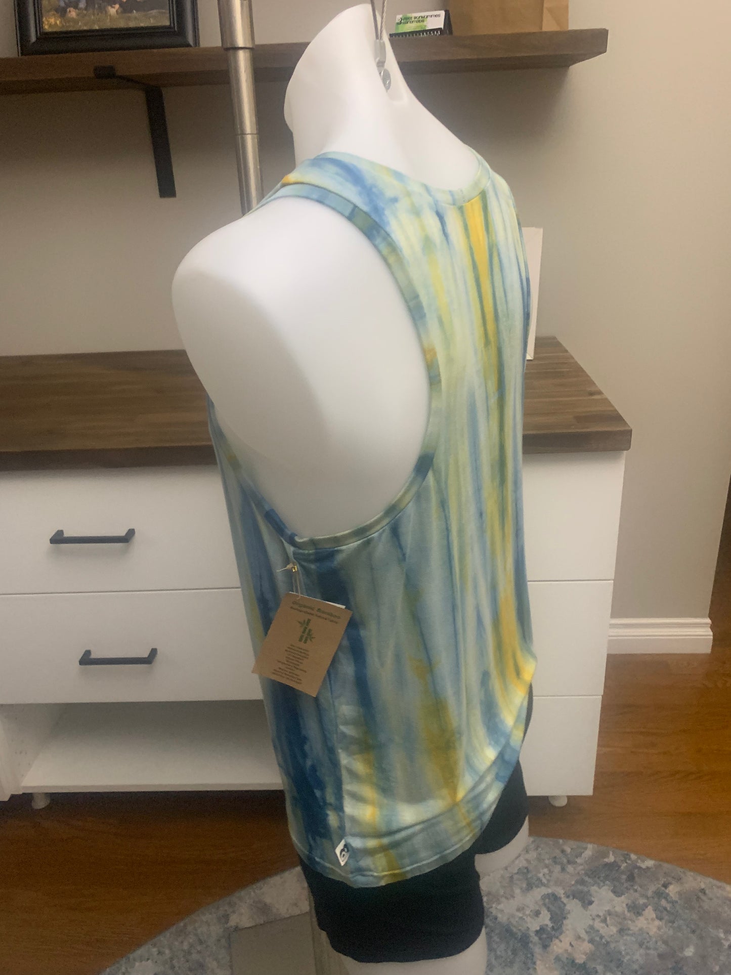 Bamboo Tie Dye Unisex Tank Top - Green Blue