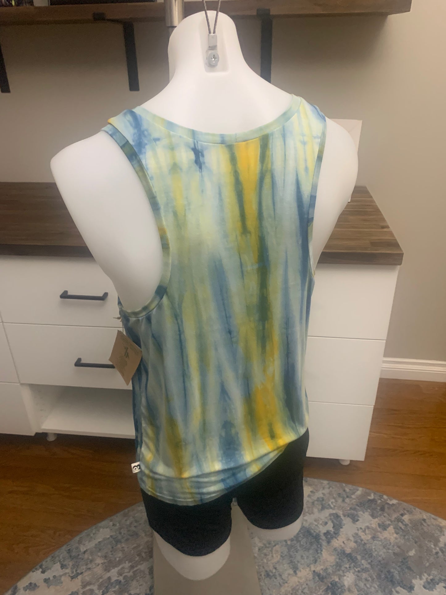 Bamboo Tie Dye Unisex Tank Top - Green Blue