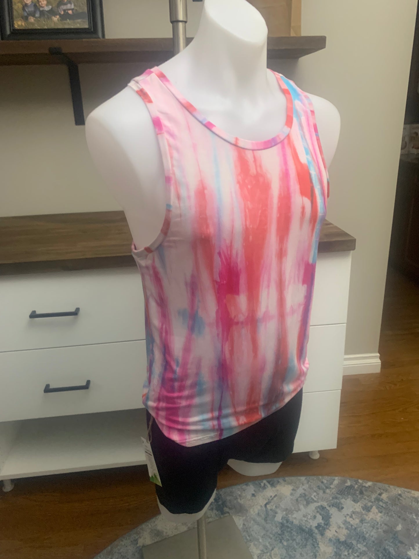 Bamboo Tie Dye Unisex Tank Top - Pink Blue