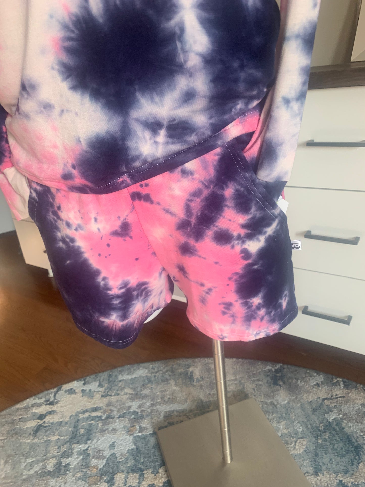 Bamboo Jogger Shorts Tie Dye - Pink/Navy