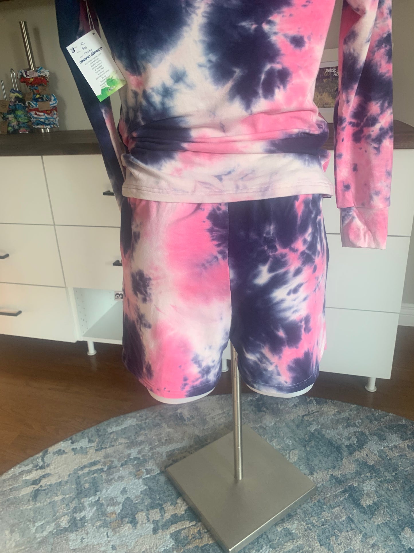 Bamboo Jogger Shorts Tie Dye - Pink/Navy