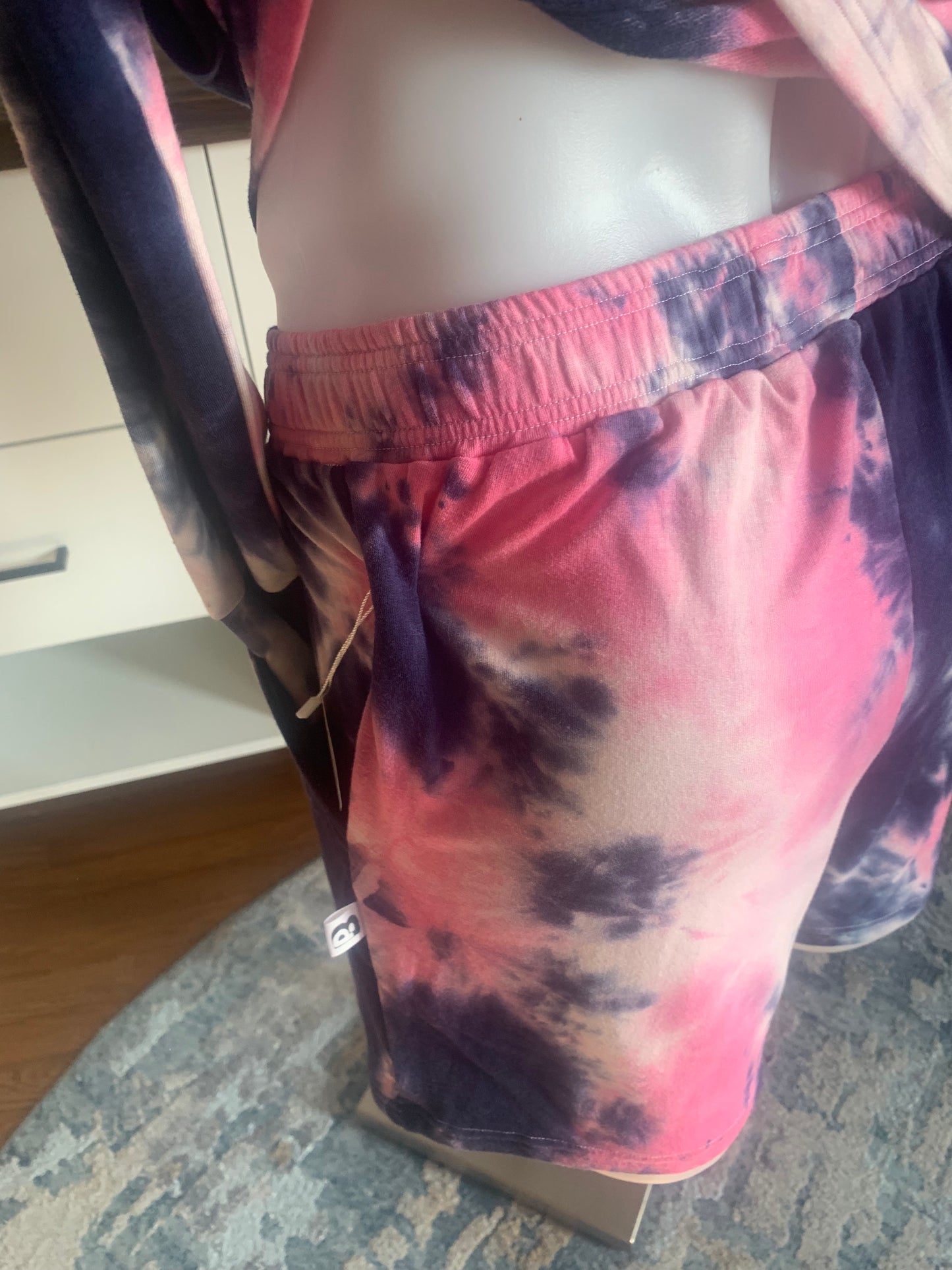 Bamboo Jogger Shorts Tie Dye - Pink/Navy