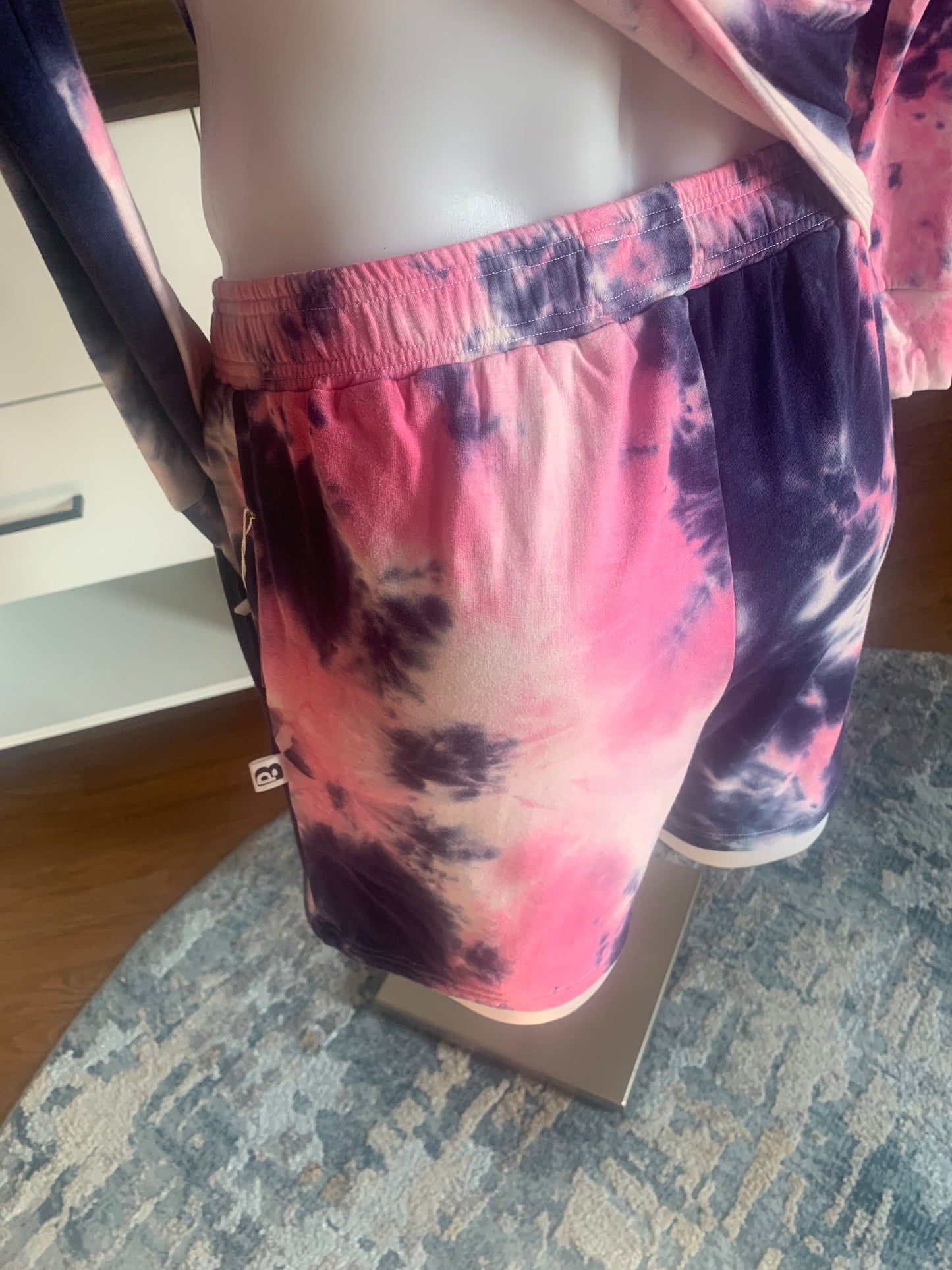 Bamboo Jogger Shorts Tie Dye - Pink/Navy