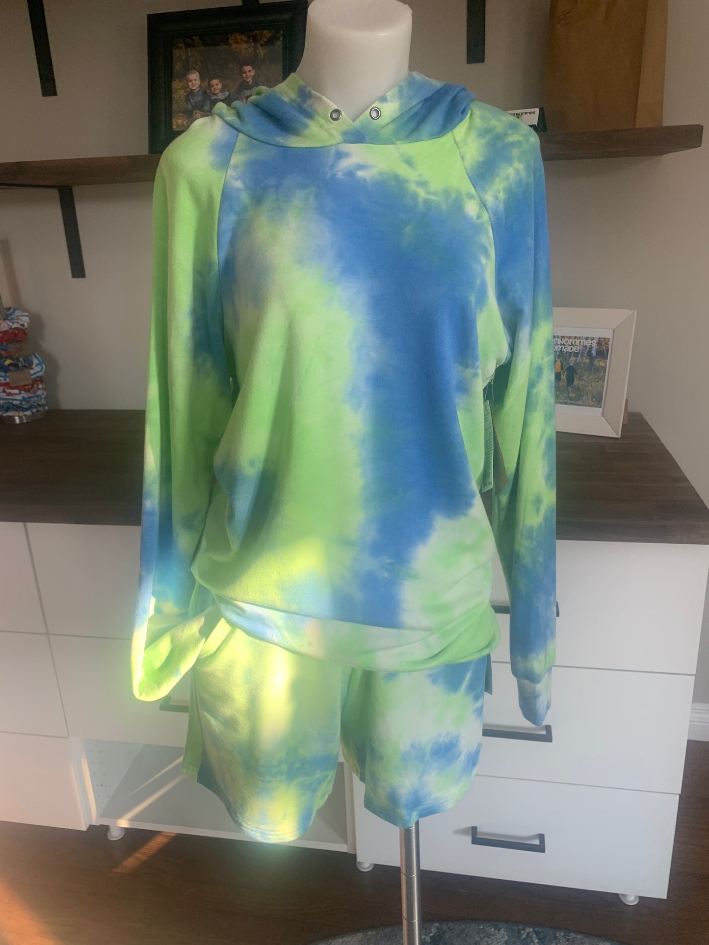 Bamboo Hoodies Tie Dye - Green/Blue
