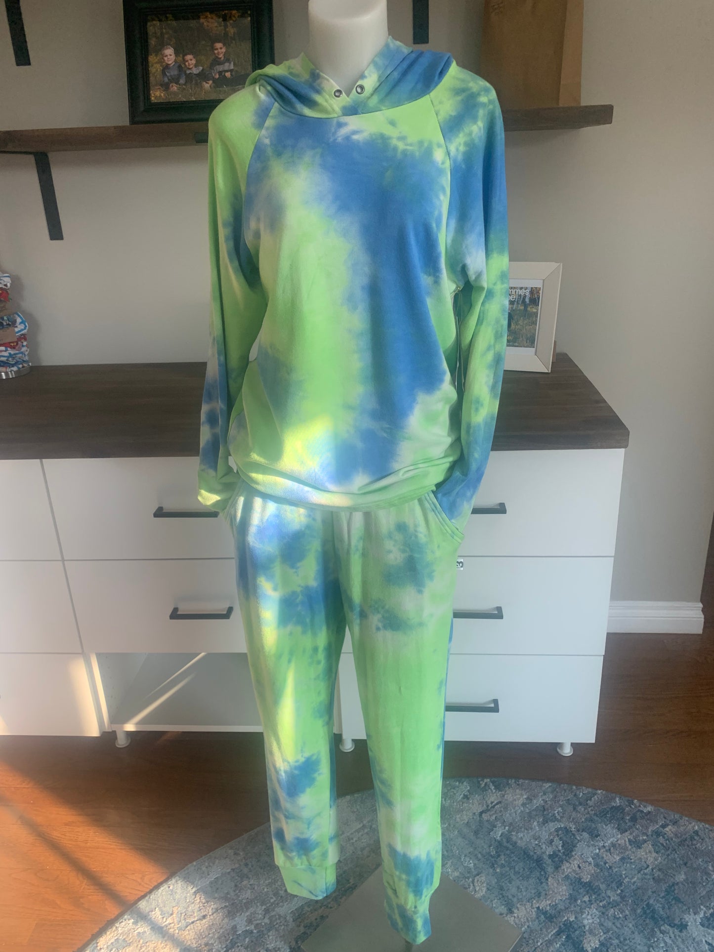 Bamboo Hoodies Tie Dye - Green/Blue