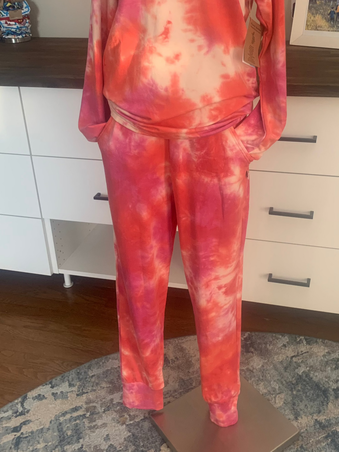 Bamboo Jogger Pants Tie Dye - Coral/Raspberry