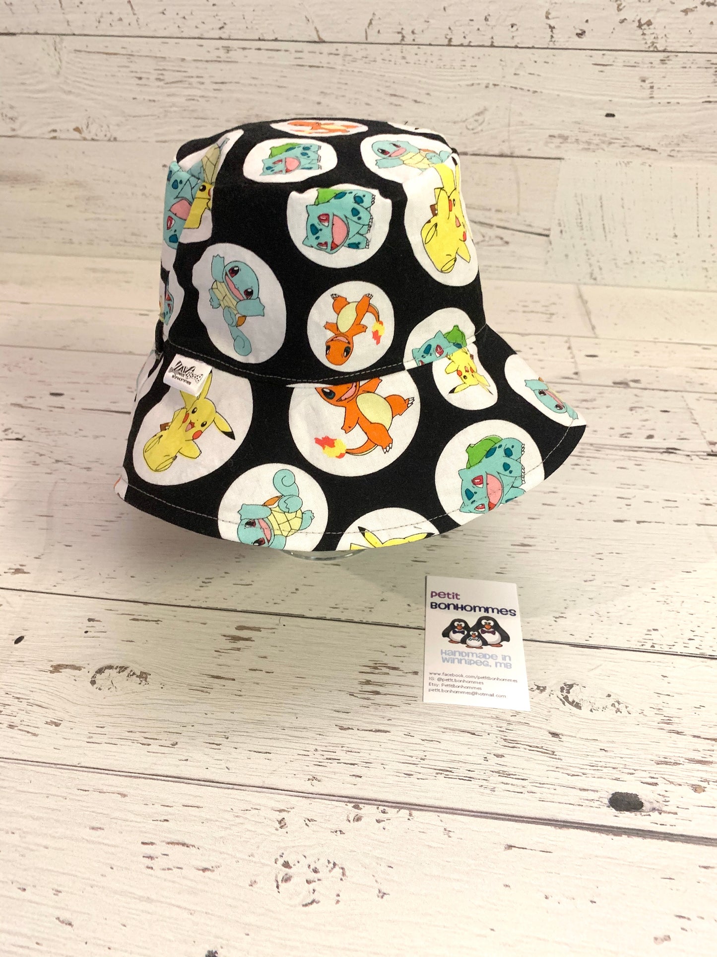 Bucket Hat - Pokemon Starters on Black