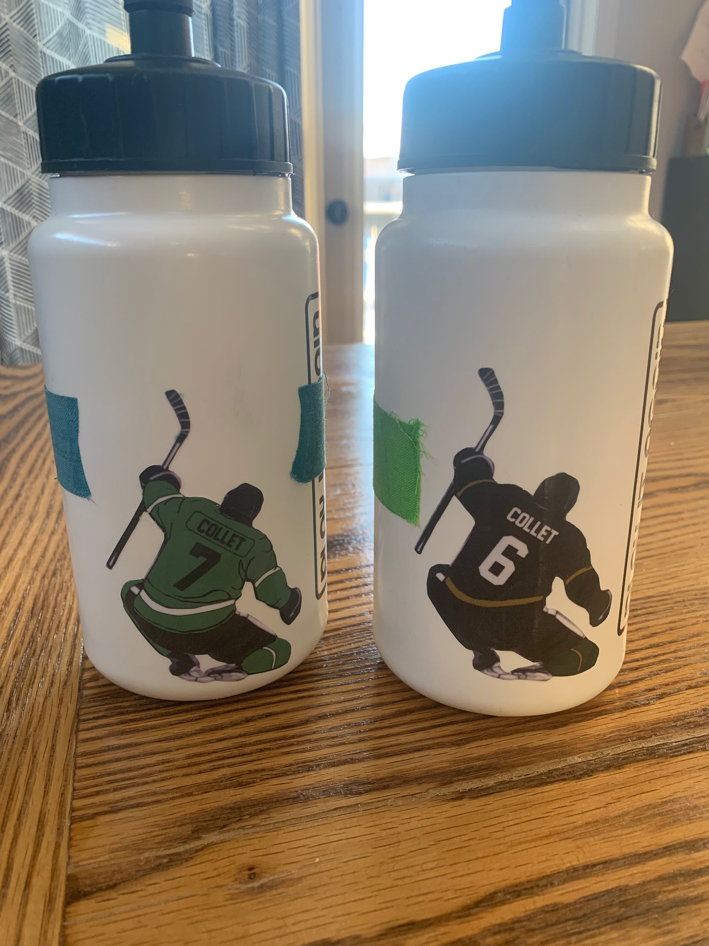 Custom Decals - Sports Team Logo Jersey Number Custom Design - Water Bottles Helmets