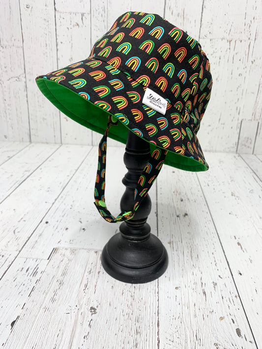 Bucket Hat - Rainbows on Black