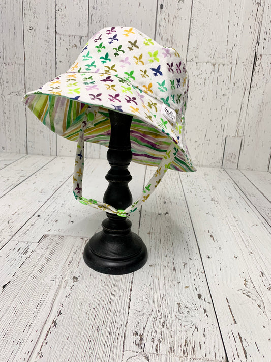 Bucket Hat - Fleur de lis Mardi Gras Stripe