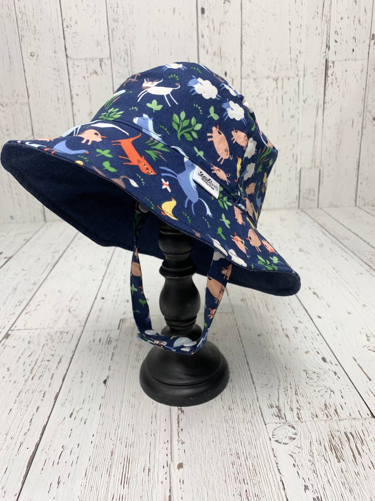 Bucket Hat - Farm Animals on Navy