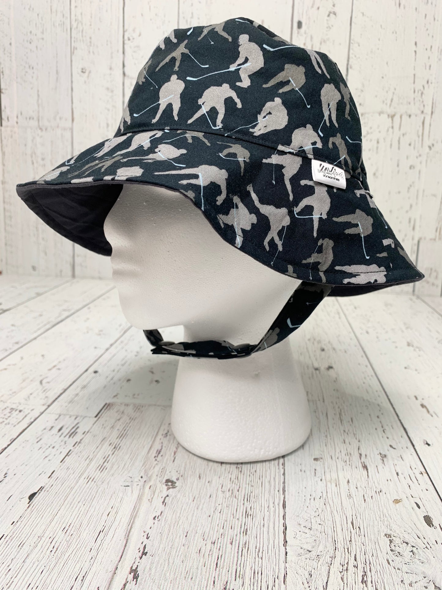 Bucket Hat - Black Grey Hockey Players