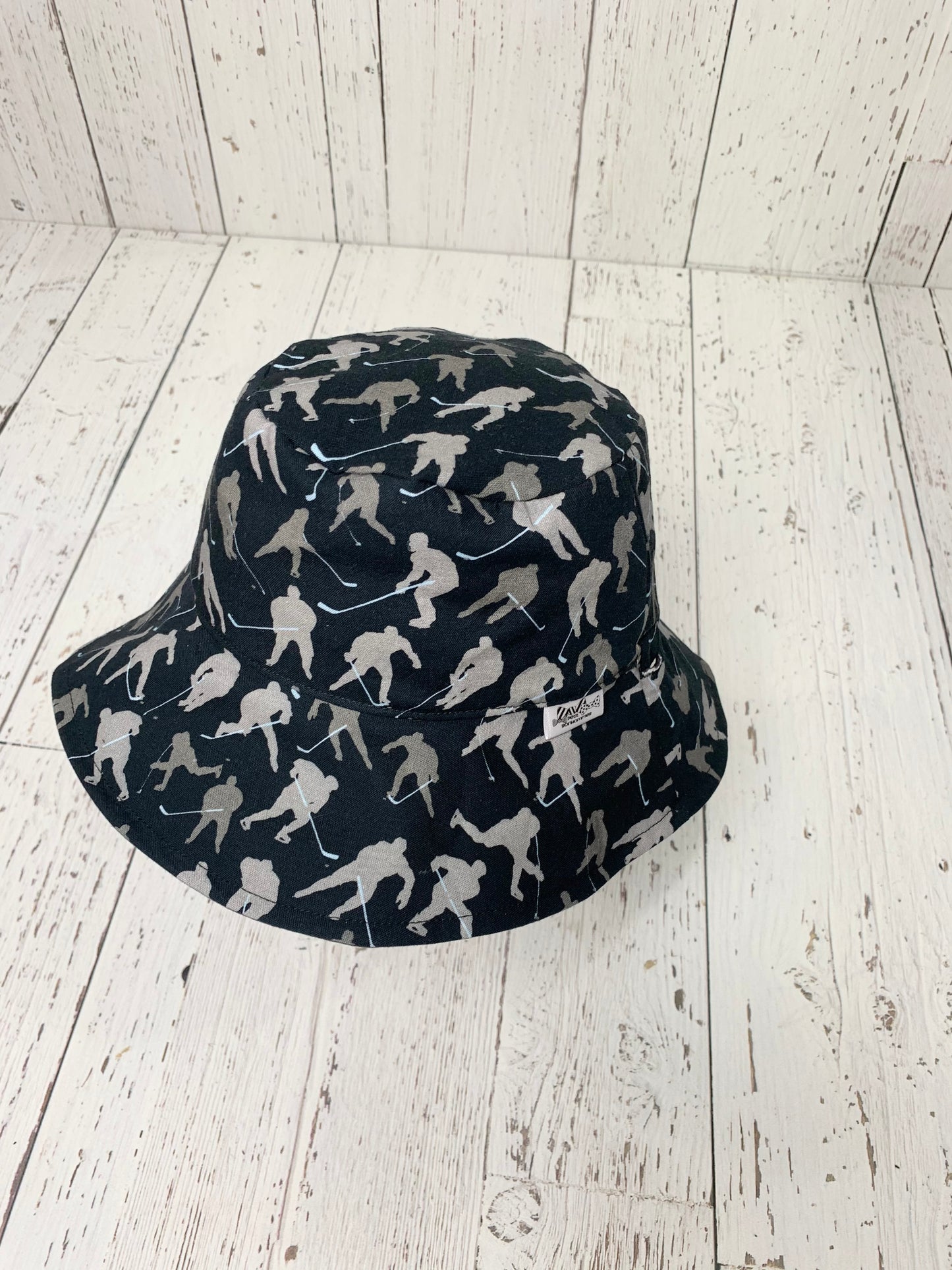 Bucket Hat - Black Grey Hockey Players