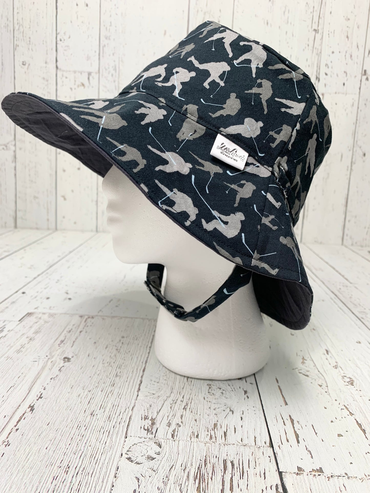 Bucket Hat - Black Grey Hockey Players