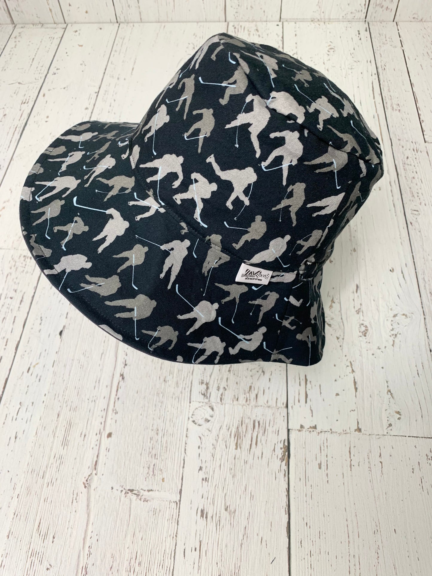 Bucket Hat - Black Grey Hockey Players