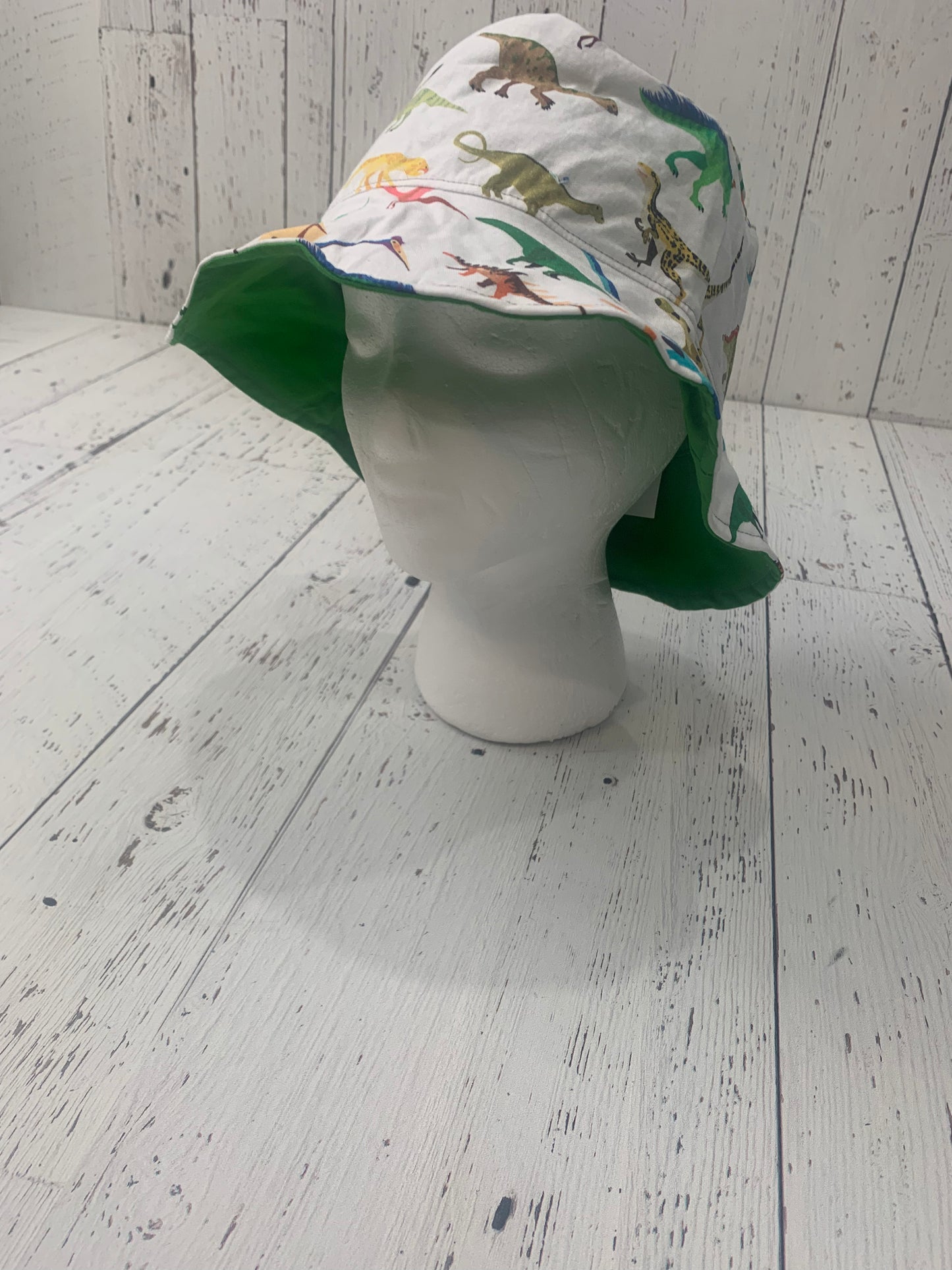 Bucket Hat - Bright Dinosaurs on White