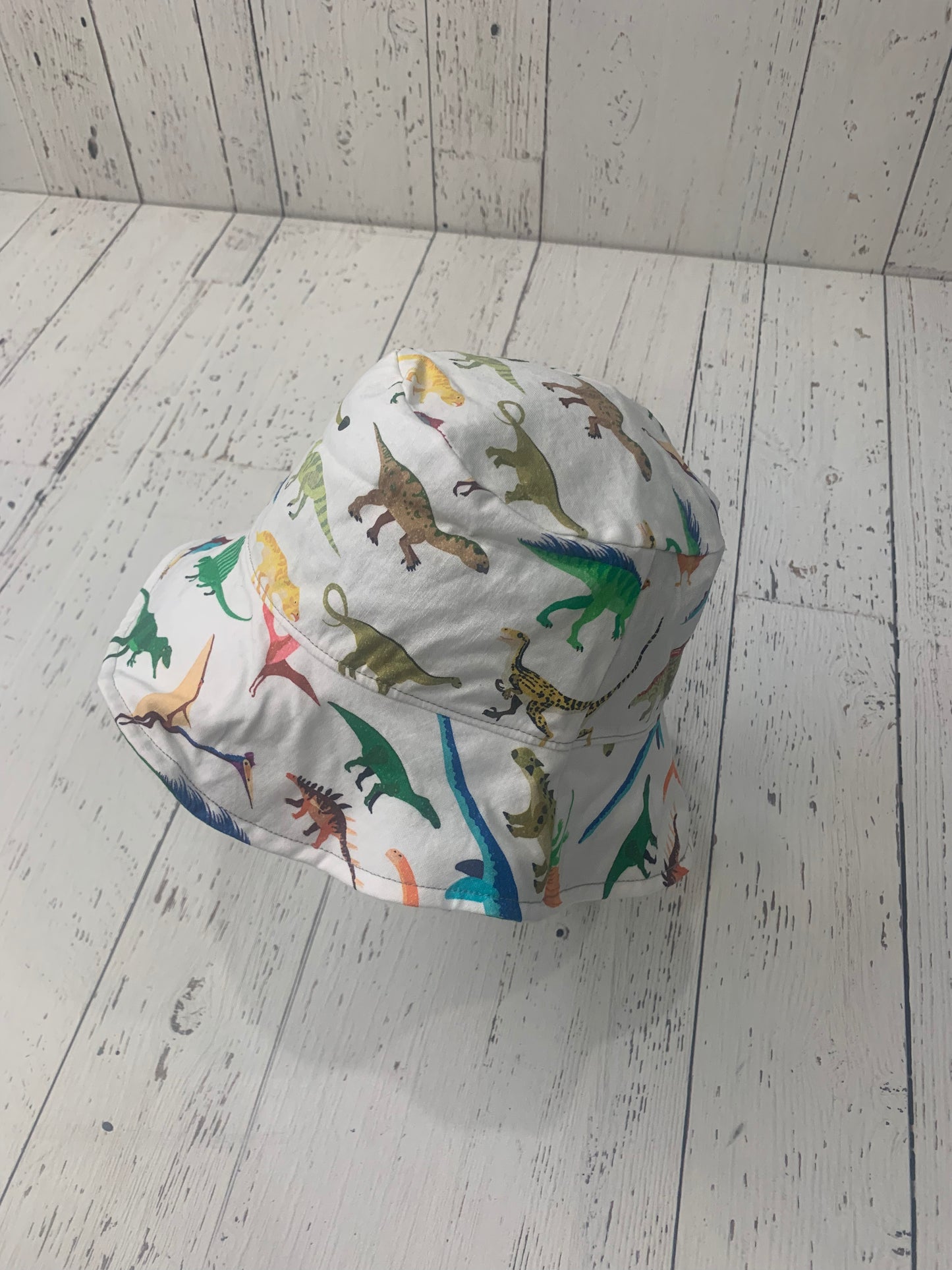 Bucket Hat - Bright Dinosaurs on White
