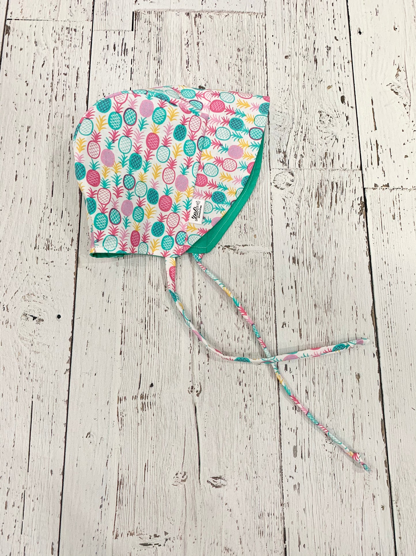 Bonnet - Teal Pink Pineapples