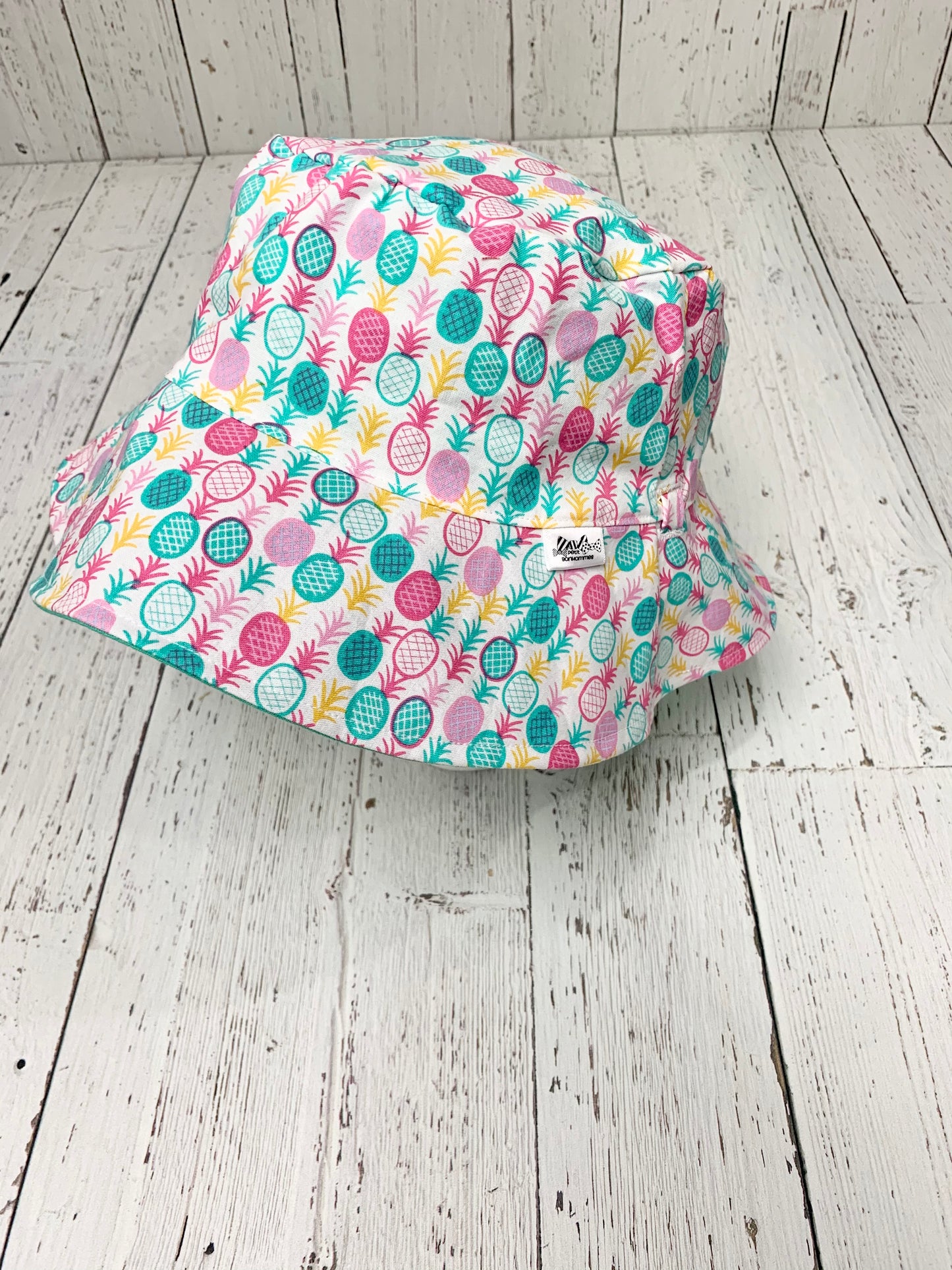 Bucket Hat - Teal Pink Pineapples