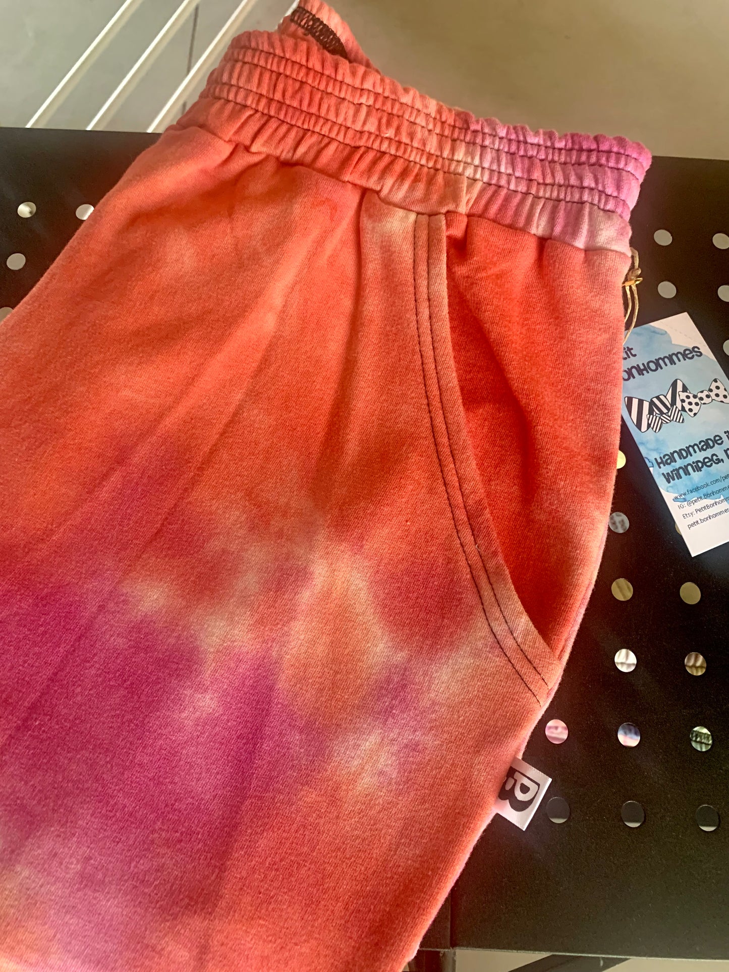 Bamboo Jogger Shorts Tie Dye - Coral/Raspberry