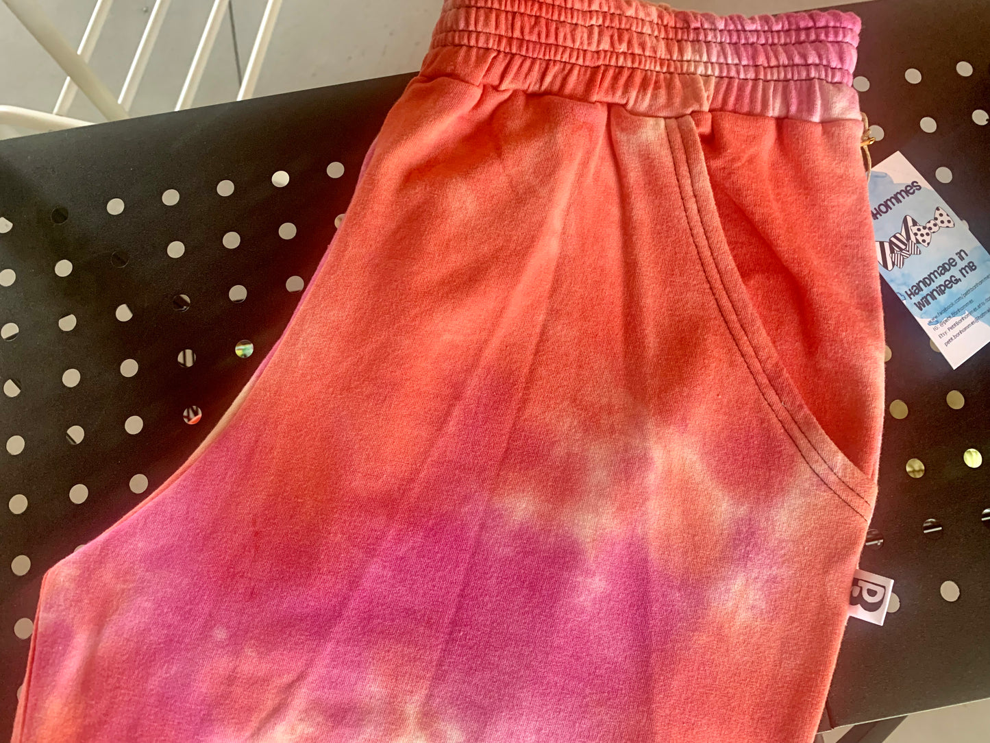 Bamboo Jogger Shorts Tie Dye - Coral/Raspberry