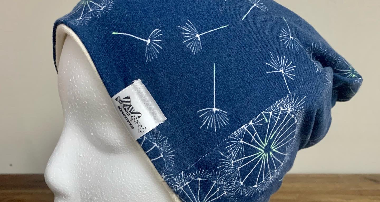 Slouchy Toque - Navy Dandelions