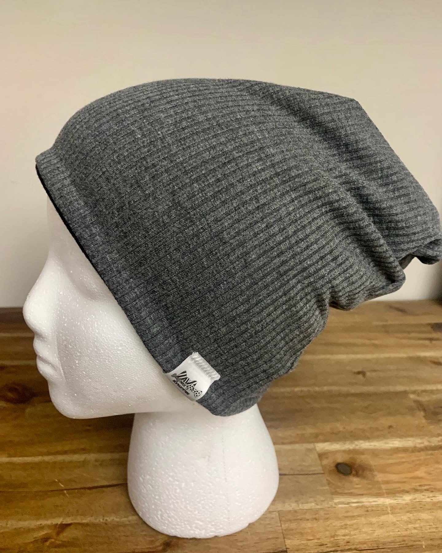 Slouchy Toque - Grey Rib Knit