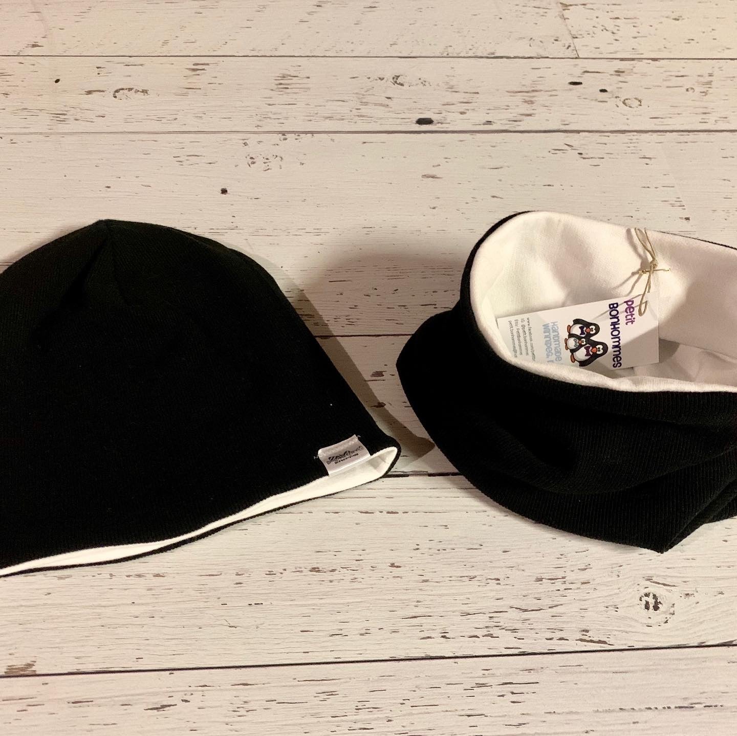 Slouchy Toque - Black Micro Rib Knit