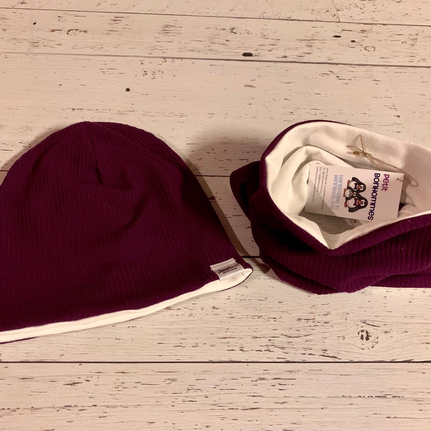 Slouchy Toque - Purple Rib Knit
