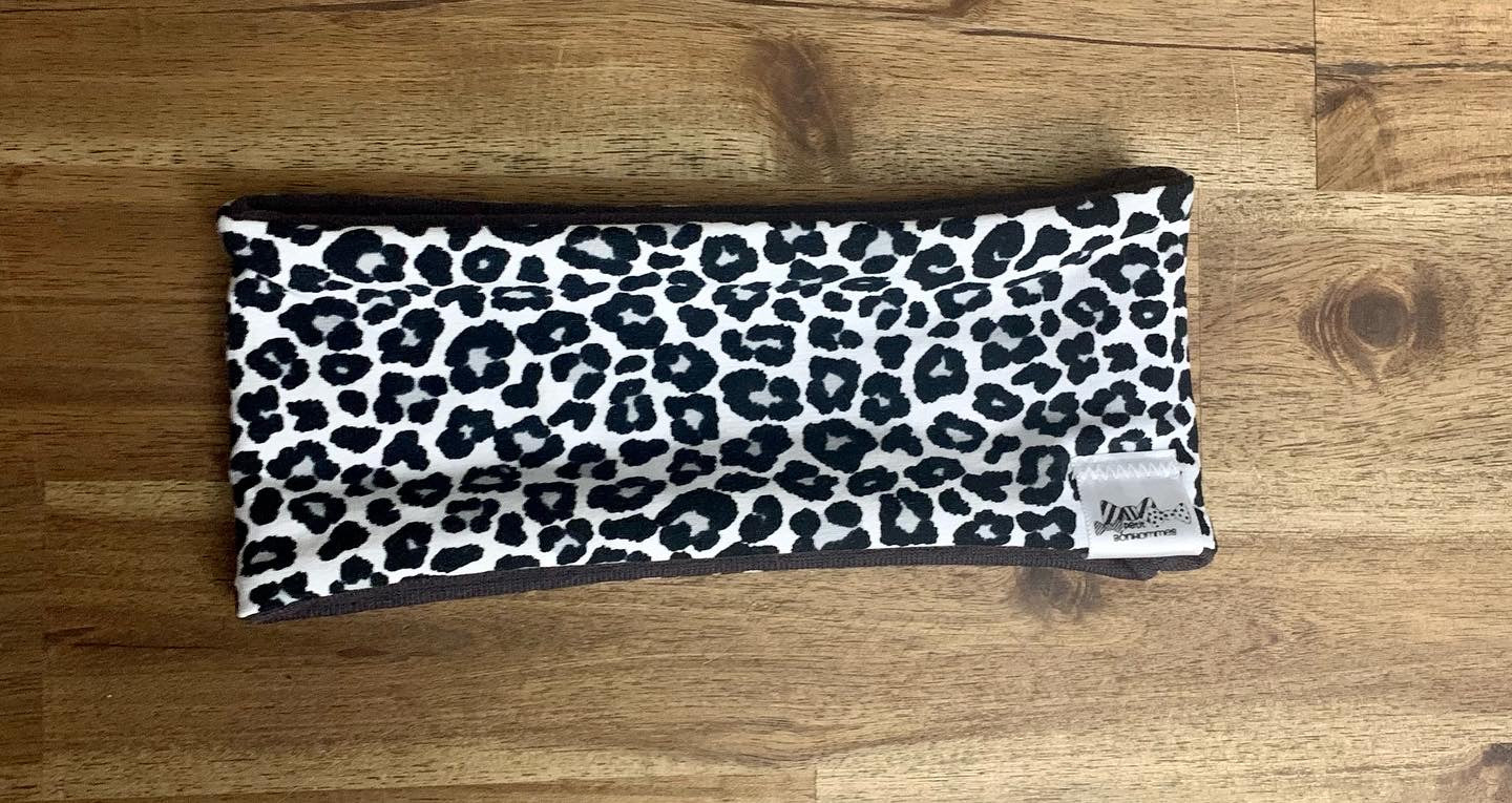 Ear Warmer - Black White Leopard