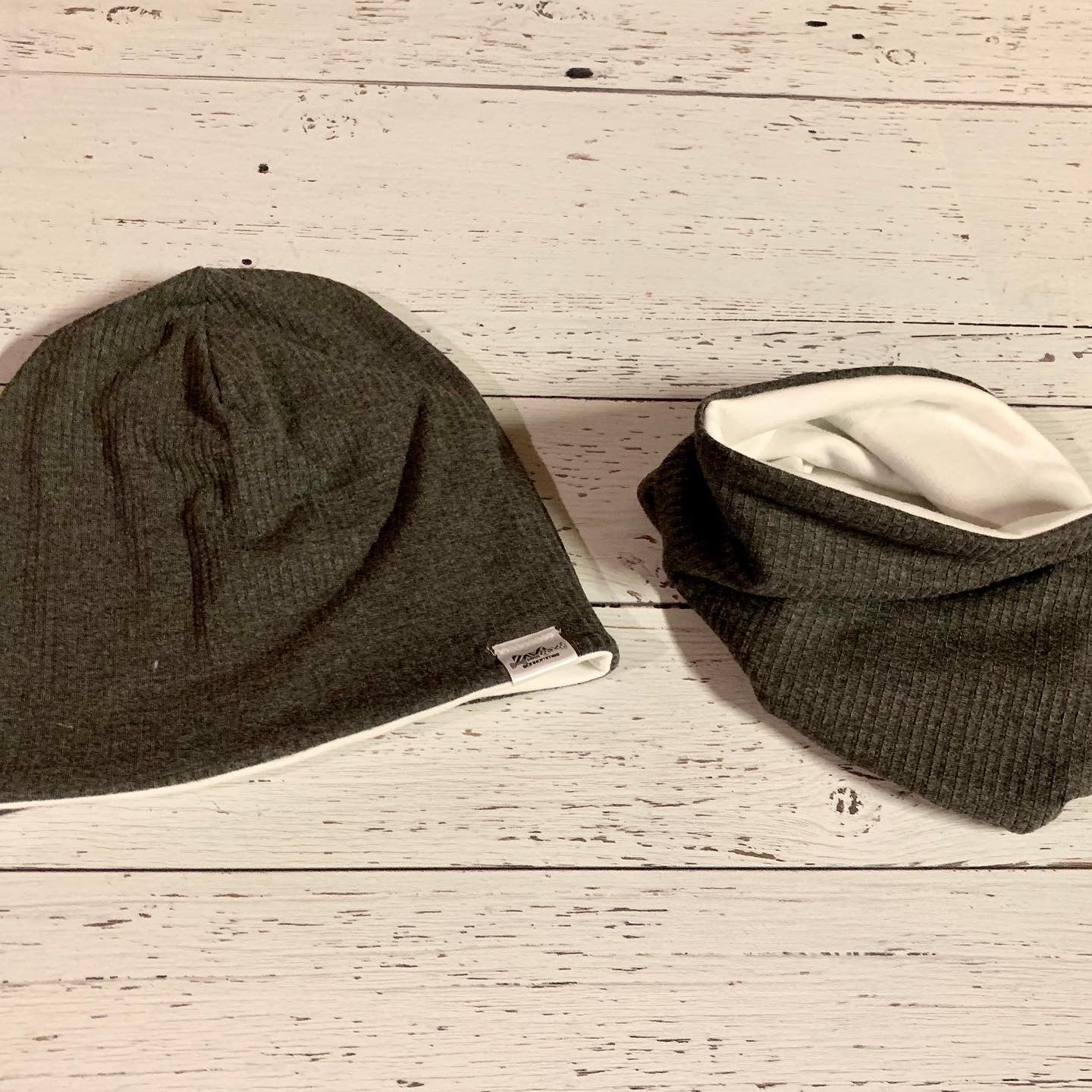 Slouchy Toque - Grey Rib Knit