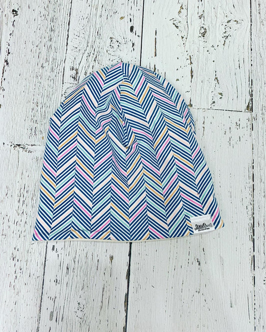 Slouchy Toque - Chevron Blue Pink