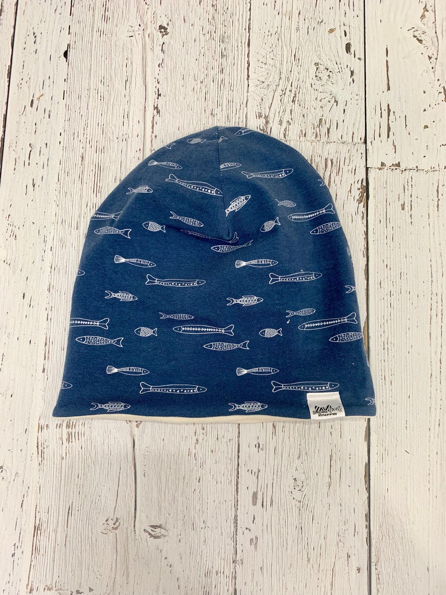 Slouchy Toque - Navy Fish Sketch