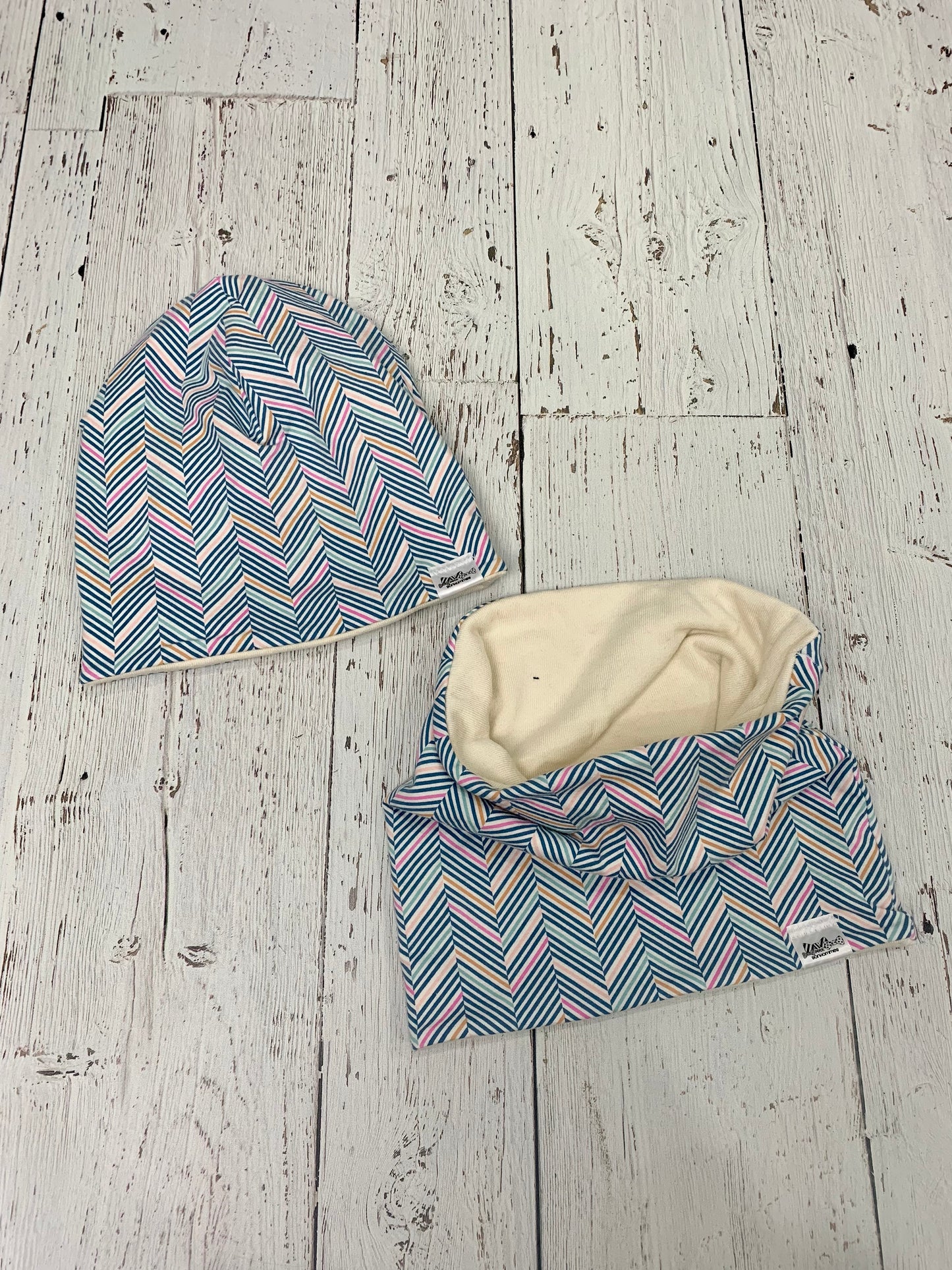 Slouchy Toque - Chevron Blue Pink