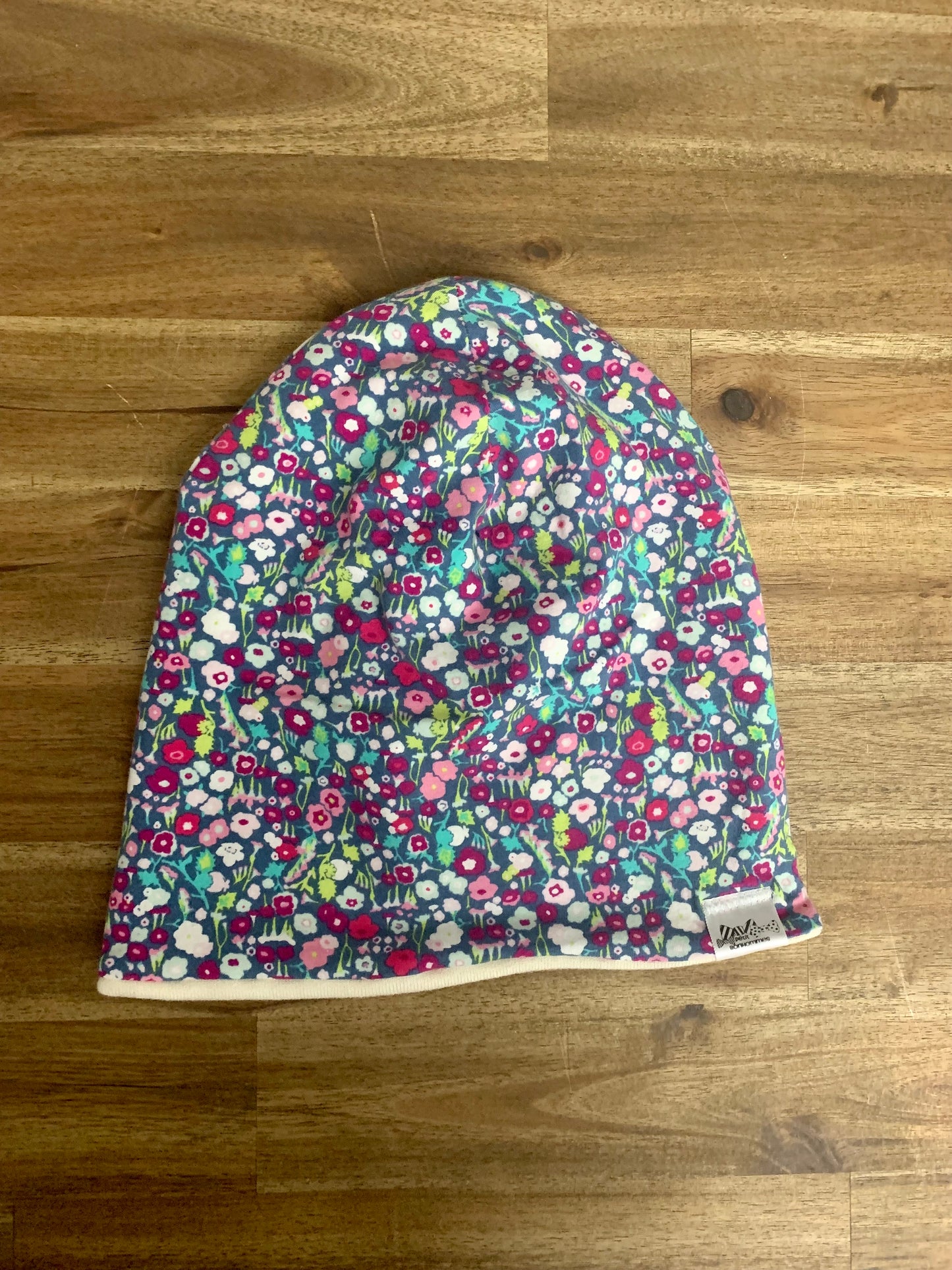 Slouchy Toque - Mini Flowers Teal Purple