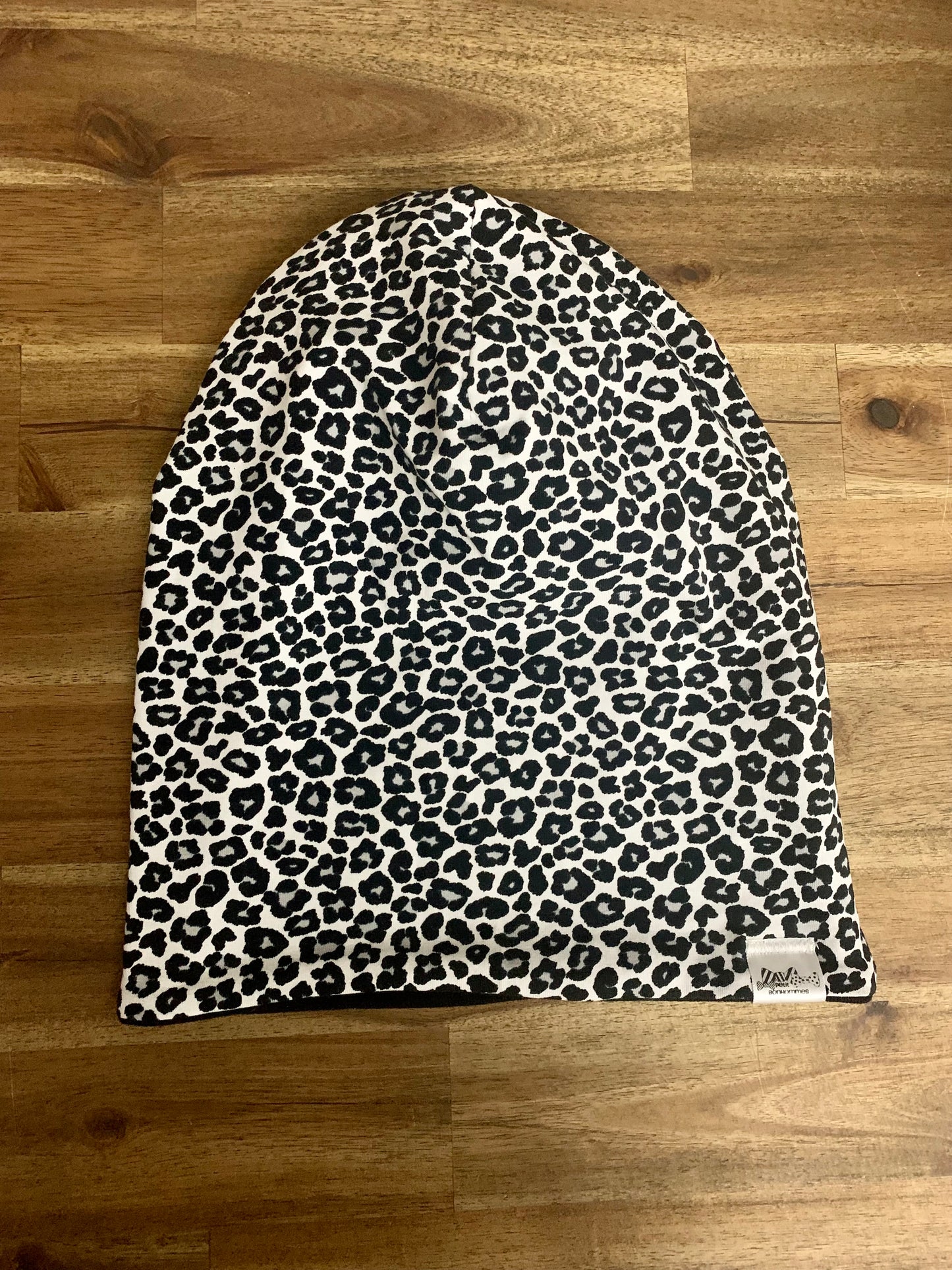 Slouchy Toque - Black White Leopard