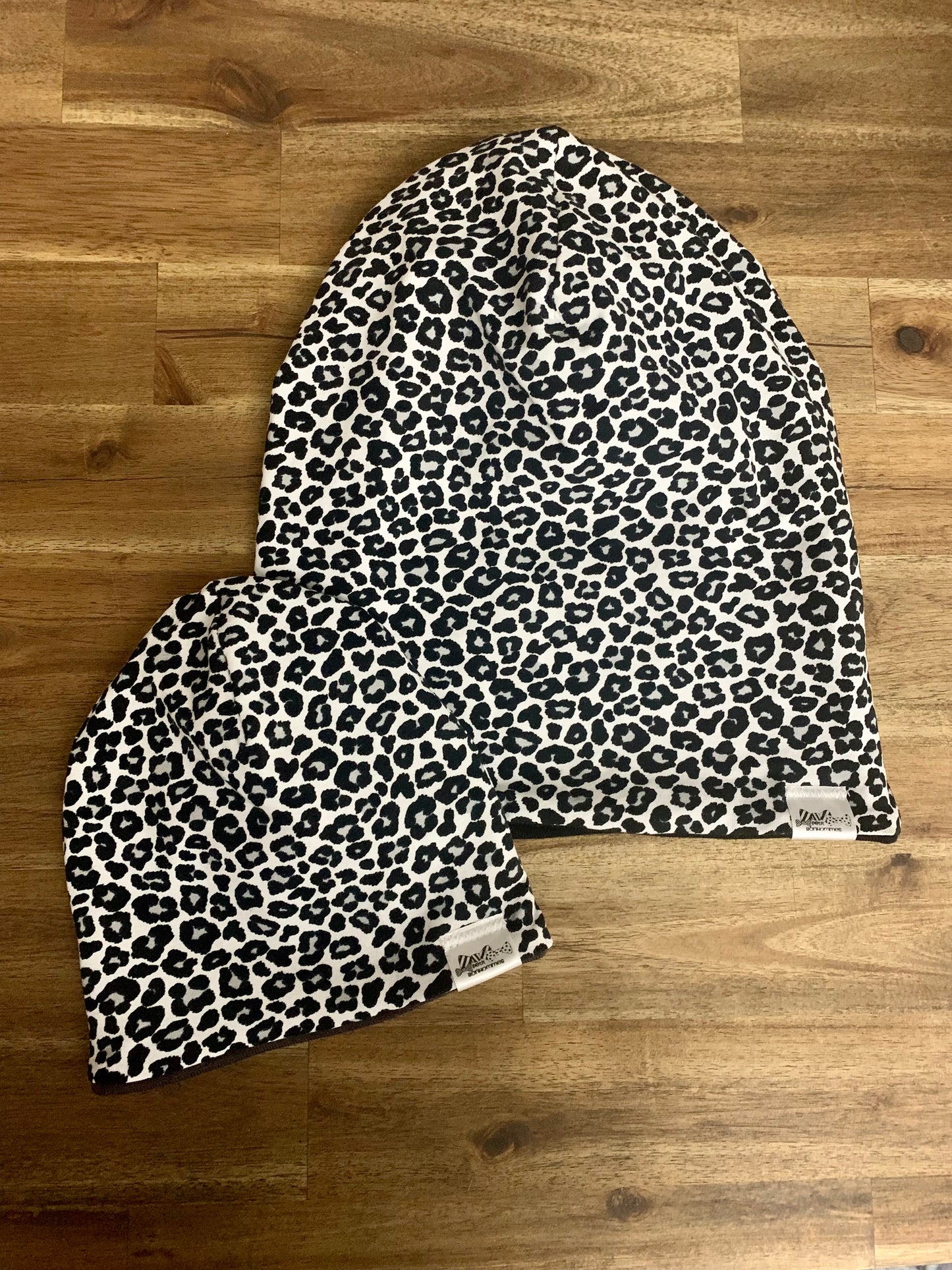 Slouchy Toque - Black White Leopard