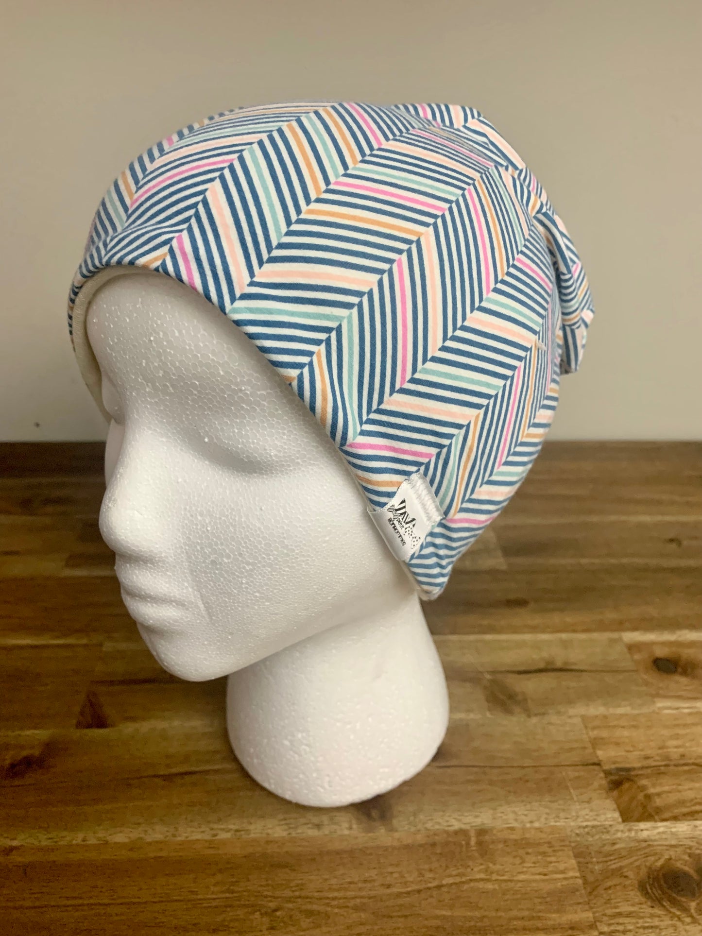 Slouchy Toque - Chevron Blue Pink