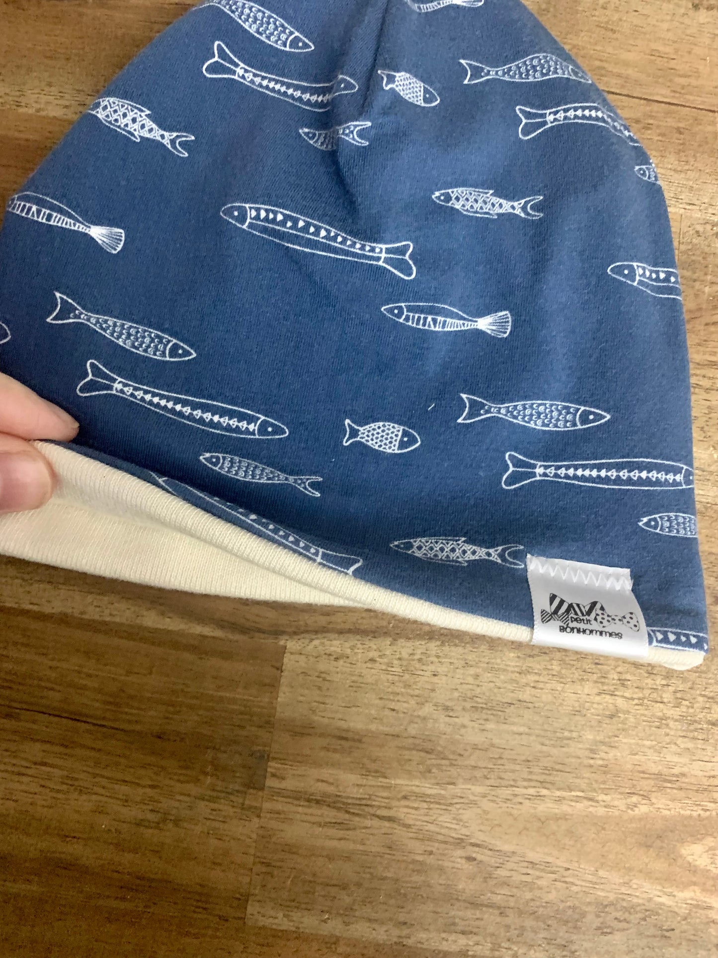 Slouchy Toque - Navy Fish Sketch