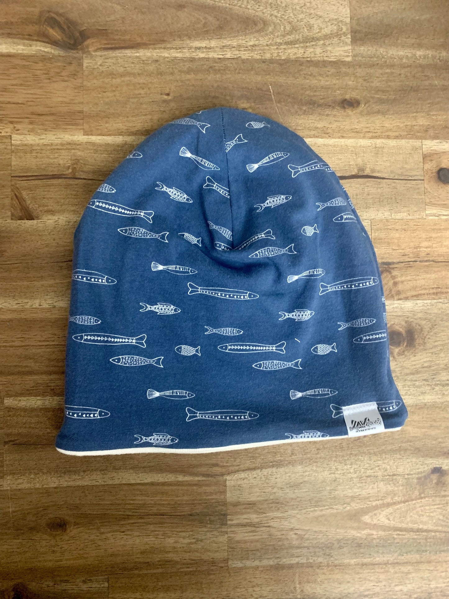 Slouchy Toque - Navy Fish Sketch